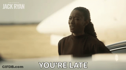 Woman Next To Car Saying You're Late GIF