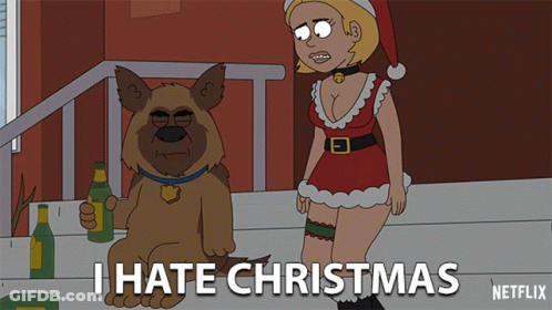 Woman Next To Dog Saying I Hate Christmas Netflix GIF