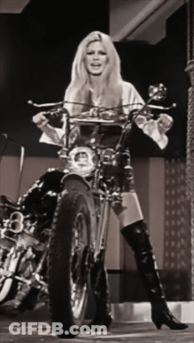 Woman Next To Motorcycle With Number 8 GIF