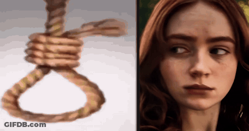Woman Next To Rope Noose GIF