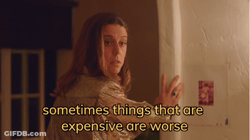 Woman Next To Wall Sometimes Things That Are Expensive Are Worse GIF