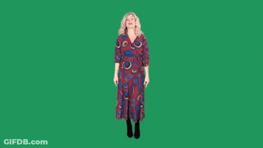 Woman On A Green Screen Taking A Bow GIF