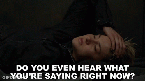 Woman On Bed Hand On Forehead Saying Do You Even Hear GIF