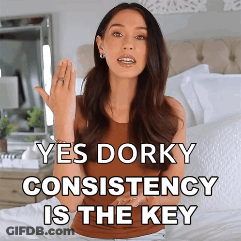 Woman On Bed With Yes Dorky Consistency Is The Key GIF