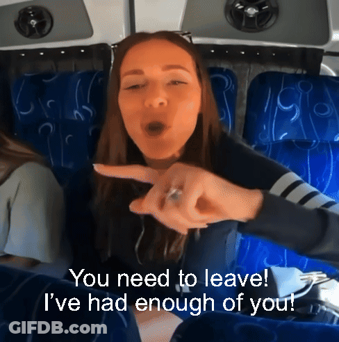 Woman On Bus Saying You Need To Leave GIF