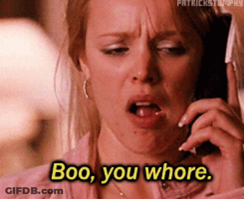 Woman On Cell Phone Saying Boo You Whore GIF