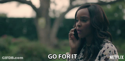 Woman On Cell Phone Saying Go For It GIF