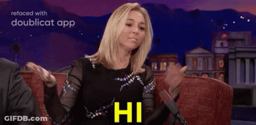 Woman On Couch Hands Outstretched Yellow That's Me GIF