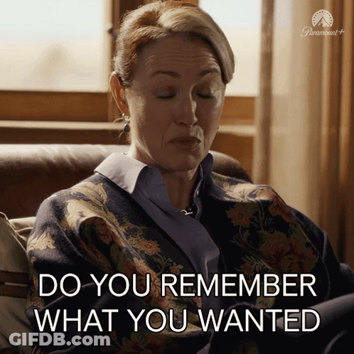 Woman On Couch Saying Do You Remember What You Wanted GIF