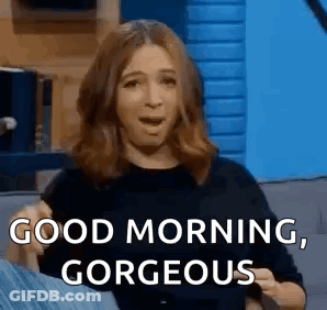 Woman On Couch Saying Good Morning Gorgeous GIF