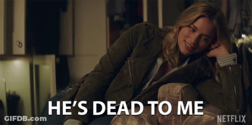 Woman On Couch Saying He's Dead To Me GIF