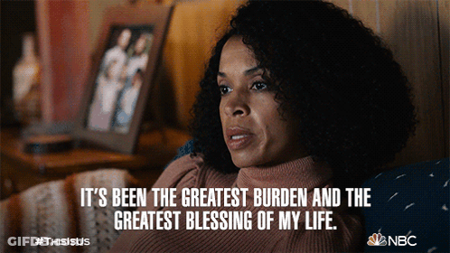 Woman On Couch Saying It's Been The Greatest Burden GIF
