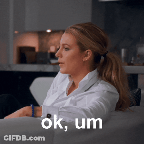 Woman On Couch Saying Ok Um GIF