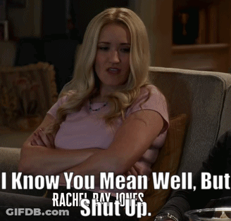 Woman On Couch With Arms Crossed Saying I Know You Mean Well GIF