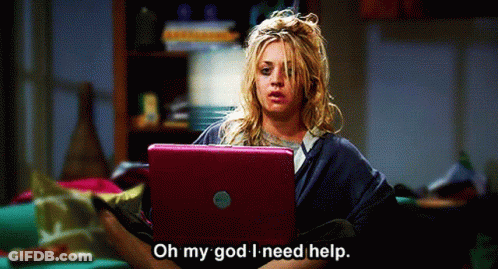 Woman On Couch With Laptop Saying Oh My God I Need Help GIF