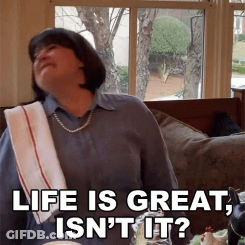 Woman On Couch With Towel Saying Life Is Great Isn't It GIF