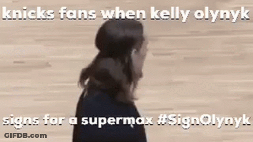 Woman On Court Knicks Fans When Kelly Olynyk Signs Supermax GIF