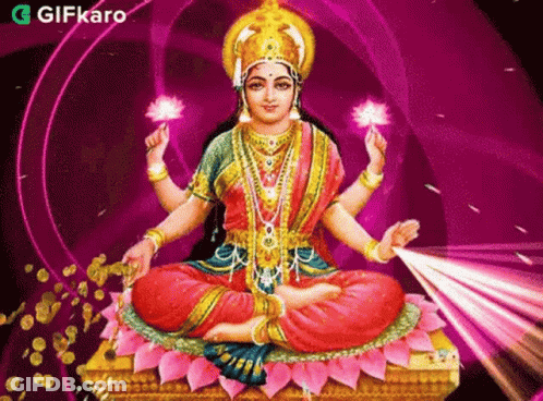 Woman On Lotus Holding Lotus GIF