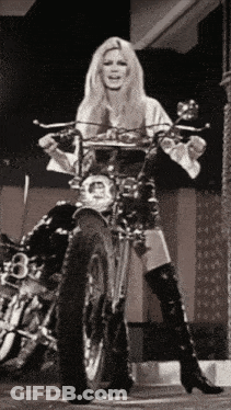 Woman On Motorcycle With License Plate Saying A GIF