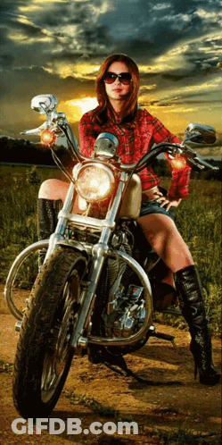 Woman On Motorcycle With Sunglasses GIF