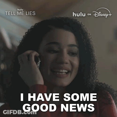 Woman On Phone Saying I Have Some Good News GIF