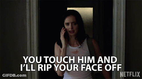 Woman On Phone Saying You Touch Him And I'll Rip Your Face Off GIF