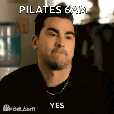 Woman On Pilates Machine Saying When You Try Pilates For The First Time Thank Goodness GIF