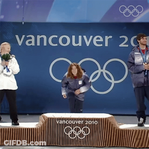 Woman On Podium At Vancouver 2010 Olympics GIF