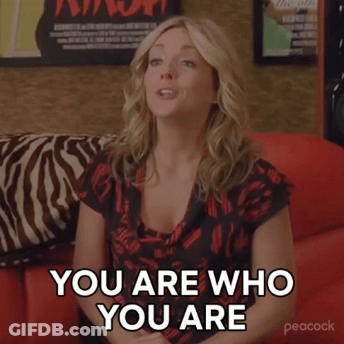 Woman On Red Couch Saying You Are Who You Are GIF