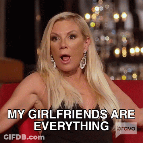 Woman On Red Couch Says My Girlfriends Are Everything On Bravo GIF