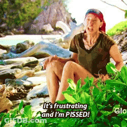 Woman On Rocky Shoreline Says Frustrating And Pissed GIF