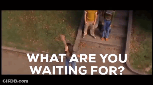 Woman On Sidewalk Saying What Are You Waiting For GIF