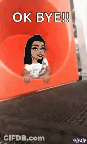 Woman On Slide Saying Ok Bye GIF