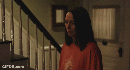 Woman On Stairs Saying She's The F*kin Worst GIF