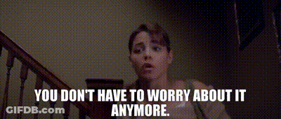 Woman On Stairs Saying You Don't Have To Worry About It Anymore GIF