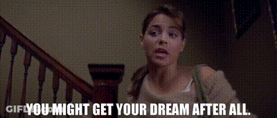 Woman On Stairs Saying You Might Get Your Dream After All GIF