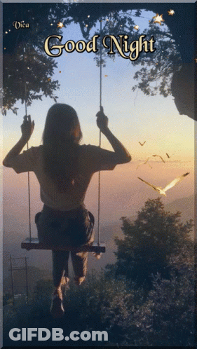 Woman On Swing Saying Good Night GIF