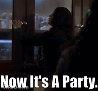 Woman Opening Door Saying Now It's A Party GIF