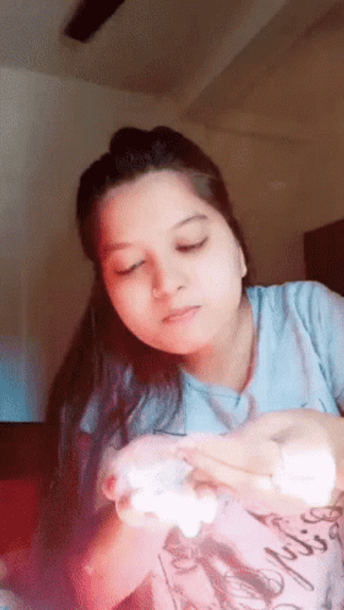 Woman Out A Lot Of Face Powder GIF