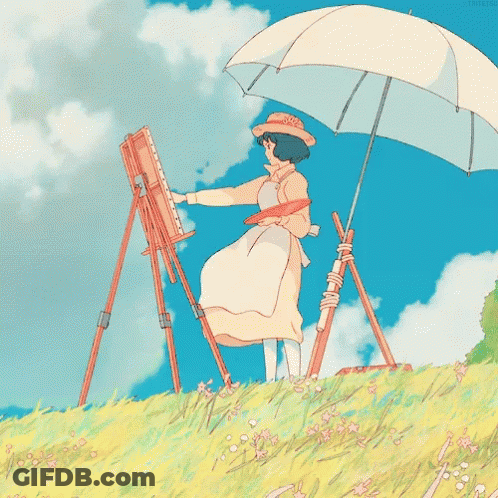 Woman Painting On Easel GIF