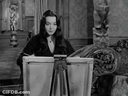 Woman Painting On Easel GIF