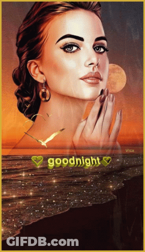 Woman Painting With Goodnight Text GIF