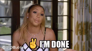 Woman Peace Sign Saying I'm Done GIF
