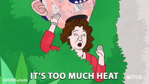 Woman Peeking Bush Saying It's Too Much Heat GIF