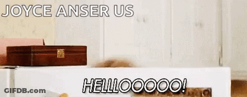 Woman Peeking Out Of Box Saying Joyce Anser Us Hellooooo GIF