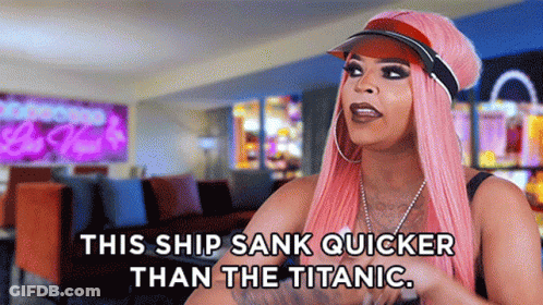 Woman Pink Hair Red Hat: This Ship Sank Quicker Than The Titanic GIF