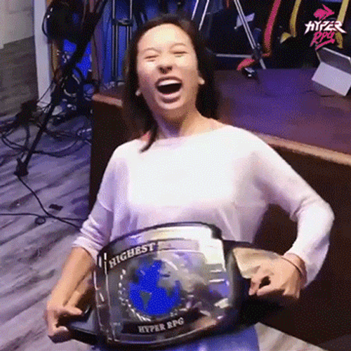 Woman Play Like A Champion And Acting Goofy GIF