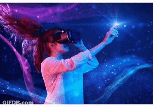 Woman Playing Game With VR Headset GIF