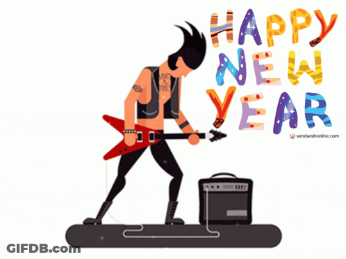 Woman Playing Guitar Happy New Year GIF