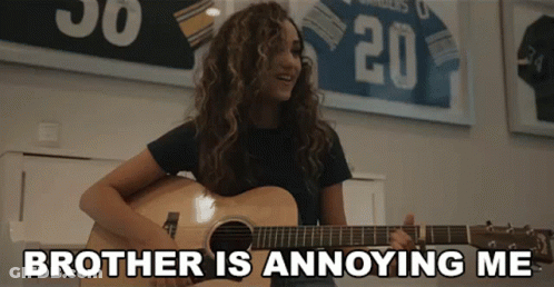 Woman Playing Guitar Jerseys Brother Is Annoying Me GIF